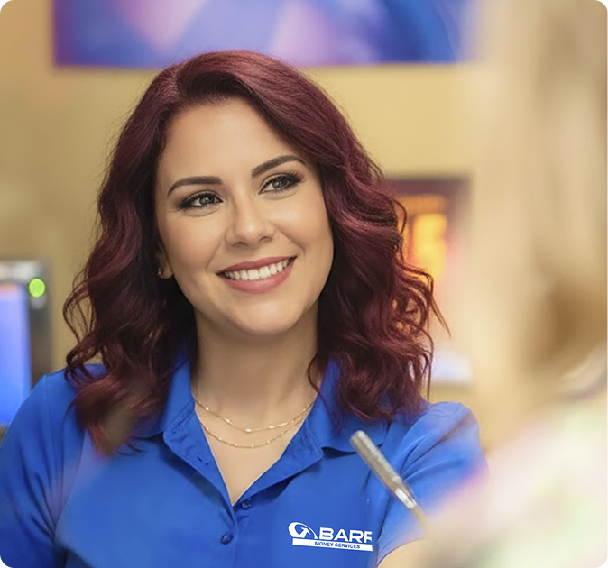 Friendly Barri employee ready to help with check cashing services